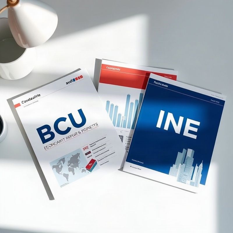 Informes económicos impresos sobre un escritorio