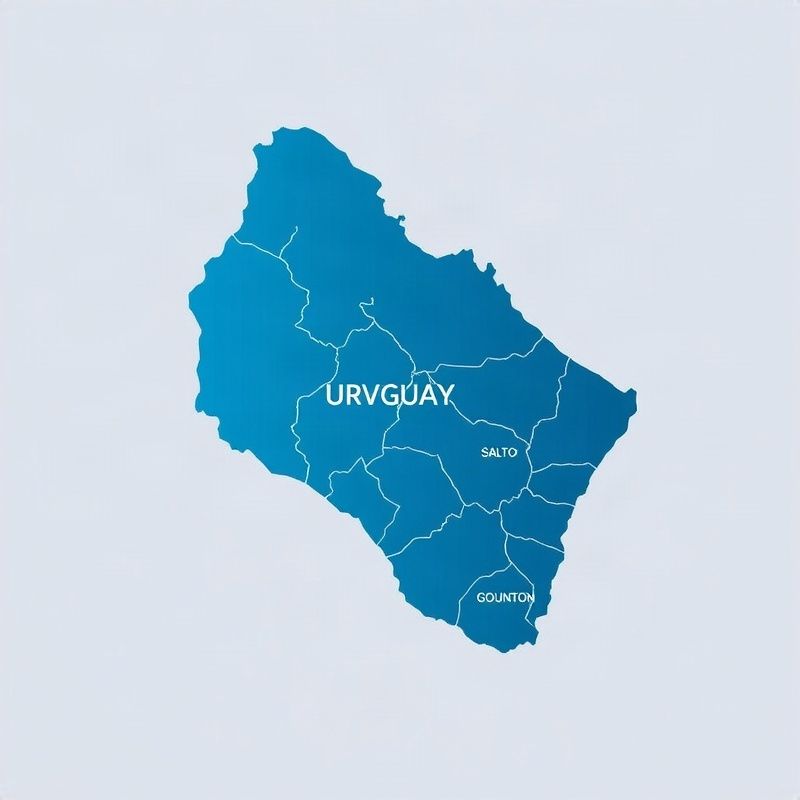 Mapa de Uruguay con los departamentos del norte destacados en índigo